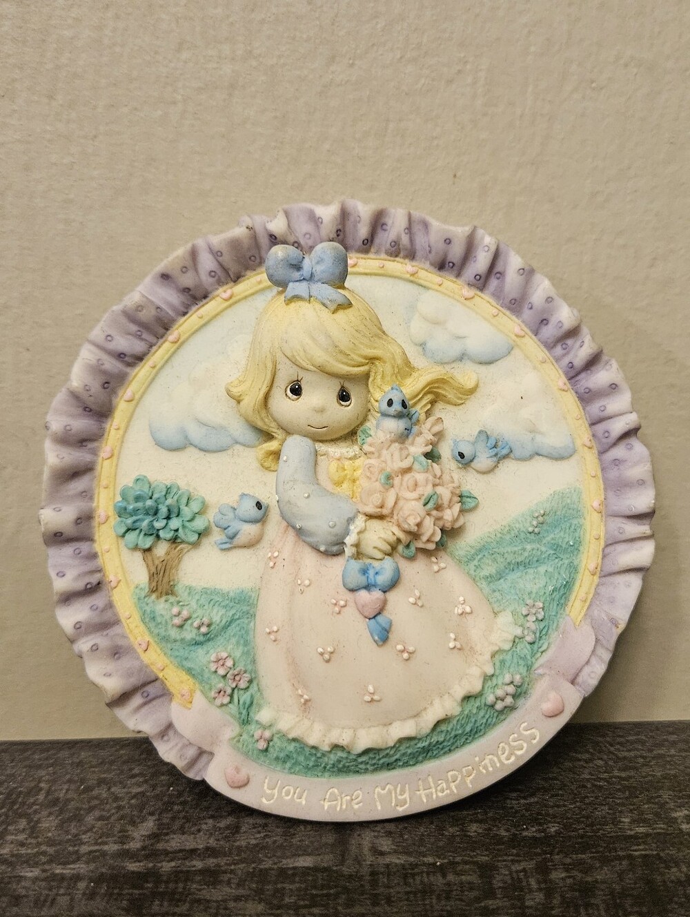 Vintage 1996 Precious Moments "You Are My Happiness" 3D Mini Hanging Plaque
